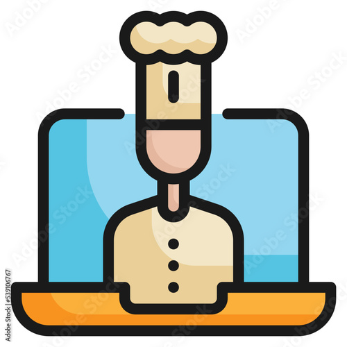 online chef cooking filled outline icon