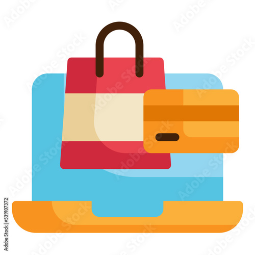 online shopping credit card payment flat icon