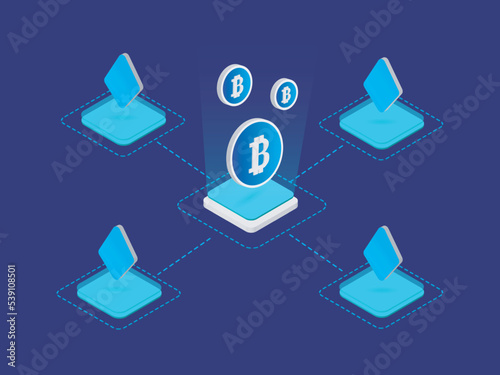 Isometric Crypto Blockchain. Isometric Blockchain. Isometric Style. Isometric Cryptocurrency
