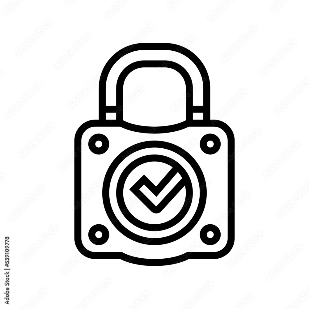 safety padlock line icon vector. safety padlock sign. isolated contour symbol black illustration safety padlock line icon vector. safety padlock sign. isolated contour symbol black illustration