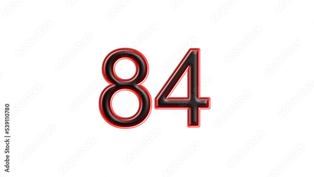 red 84 number 3d effect white background red 84 number 3d effect white background