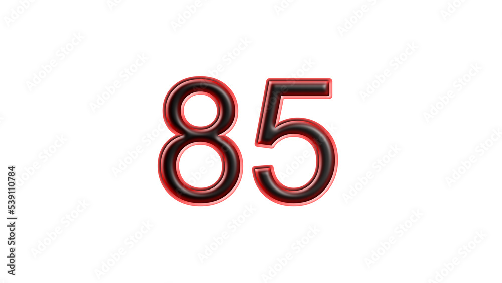 red 85 number 3d effect white background red 85 number 3d effect white background