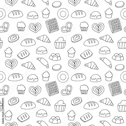 Baking seamless pattern vector illustration, hand drawing doodles