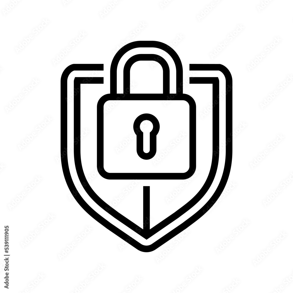 protection padlock line icon vector. protection padlock sign. isolated contour symbol black illustration protection padlock line icon vector. protection padlock sign. isolated contour symbol black illustration