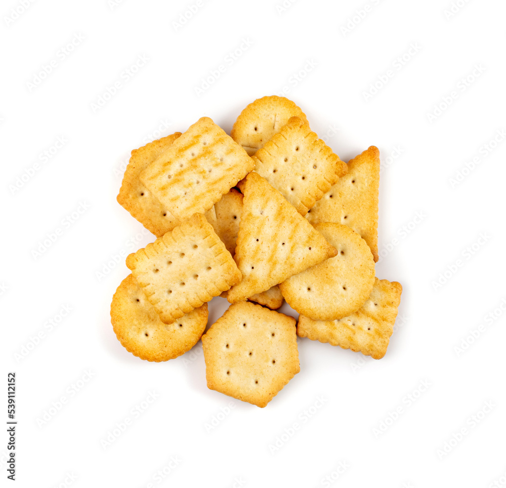 Crackers Pile, Crackers of Different Geometric Shapes, Cookies Isolated