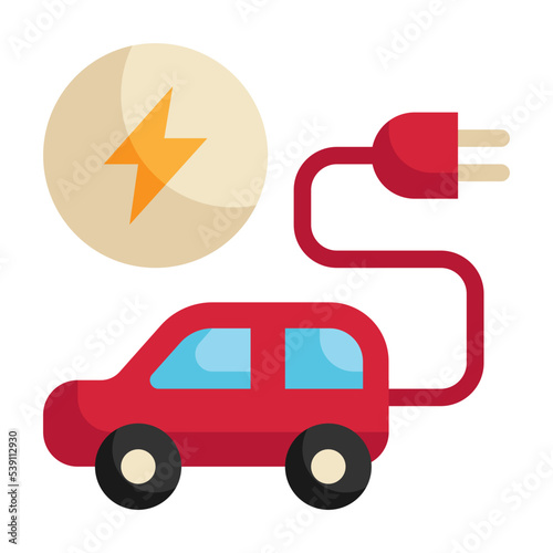 plug charger adapter electric vehicle icon flat style
