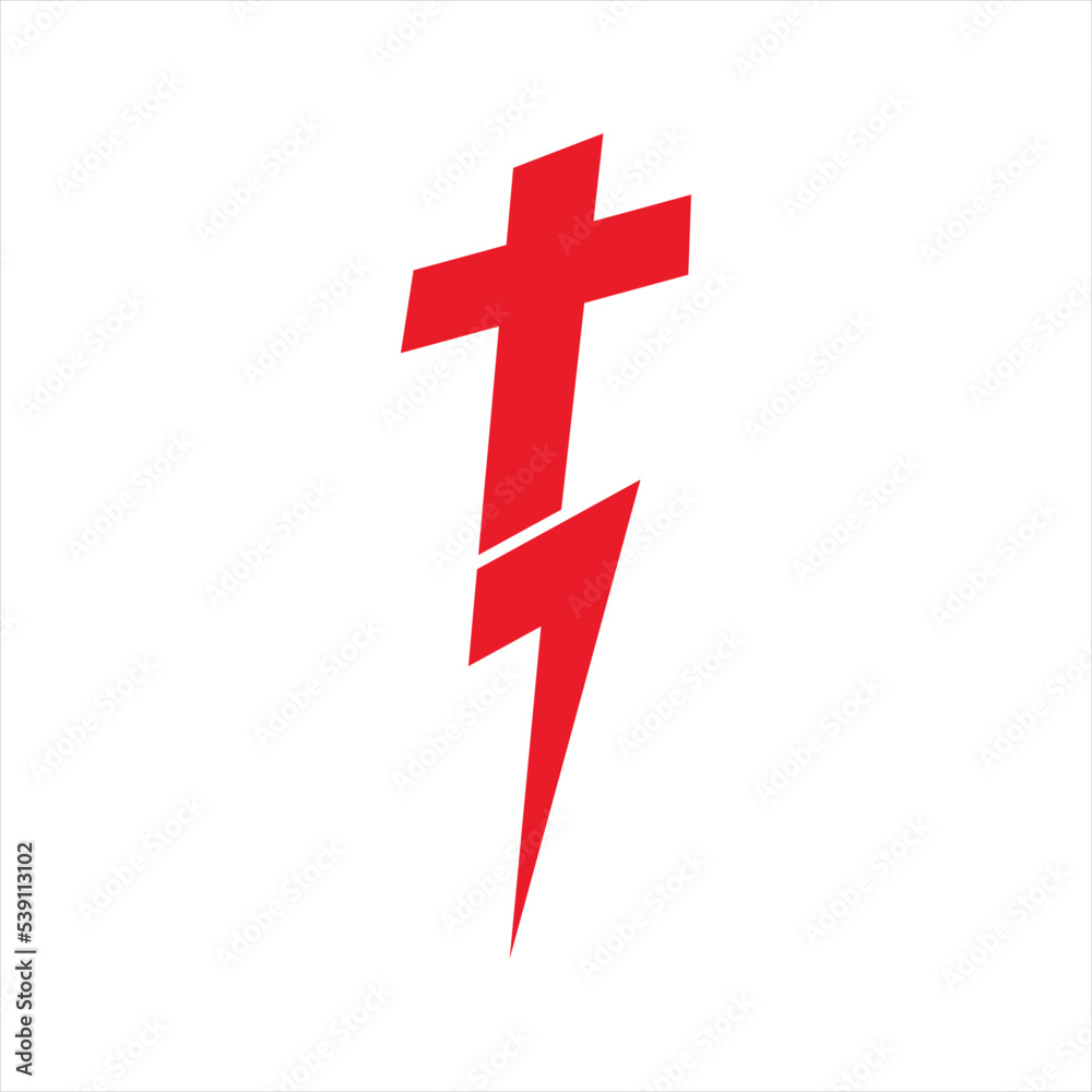 Obraz premium Vector illustration of a cross and lightning sign logo design.