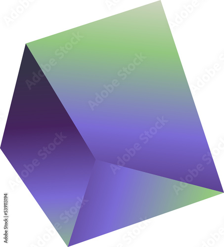 Abstract retro 3D crystal geometric shape illustration