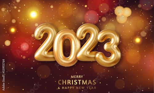 3d Happy New Year 2023 background.