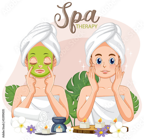 Woman applying facial mask treatment