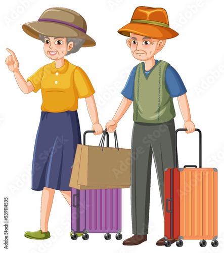 Happy senior couple traveling