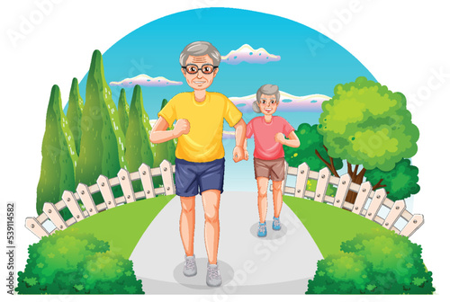 Senior couple jogging at park