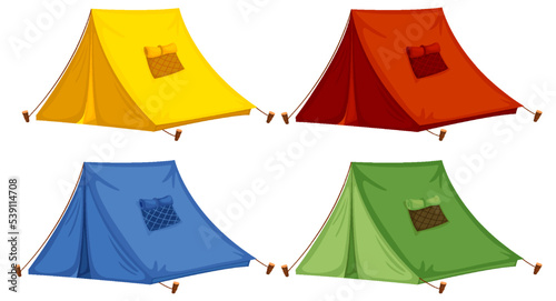 Camping tent in different colour set