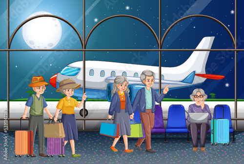 Senior tourists at the airport terminal