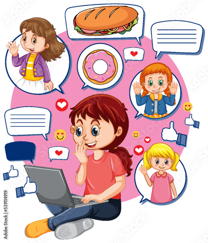 A girl browsing social media