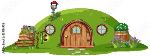 Hobbit house isolated on white background