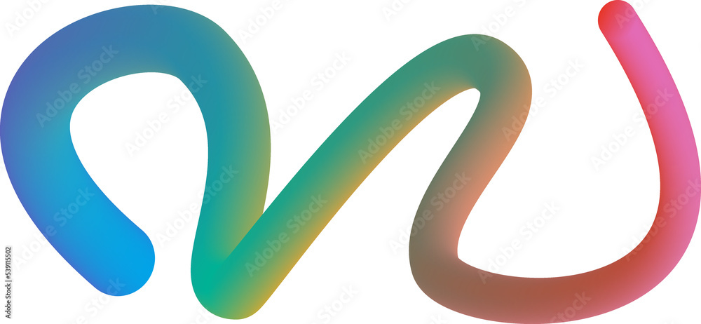 Abstract vibrant gradient worm line shape illustration Abstract vibrant gradient worm line shape illustration
