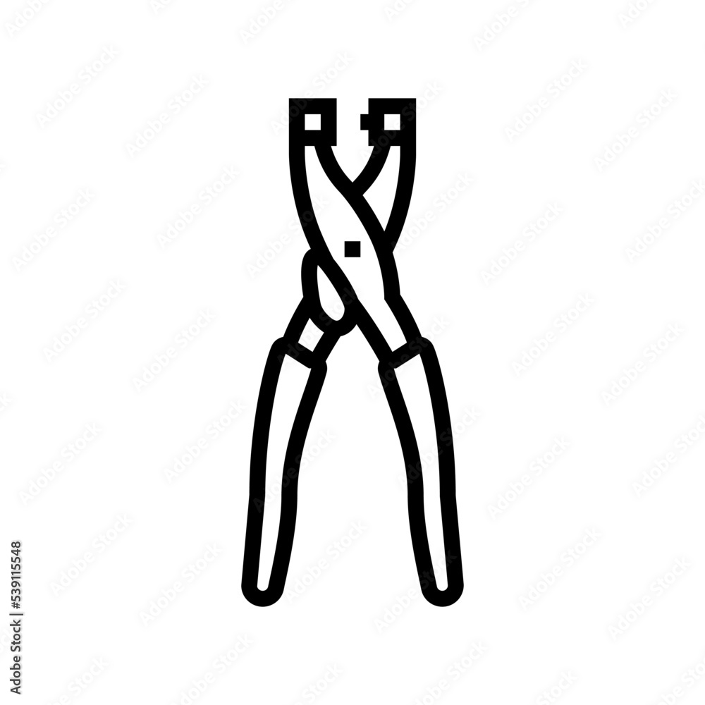 eyelet pliers line icon vector. eyelet pliers sign. isolated contour symbol black illustration eyelet pliers line icon vector. eyelet pliers sign. isolated contour symbol black illustration