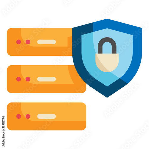 data server cloud protection flat icon