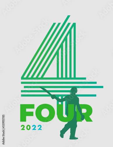 4 four and 6 Sixer Illustration for cricket Match. vector