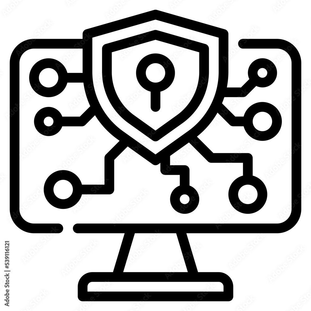 computer security protection simple line icon computer security protection simple line icon