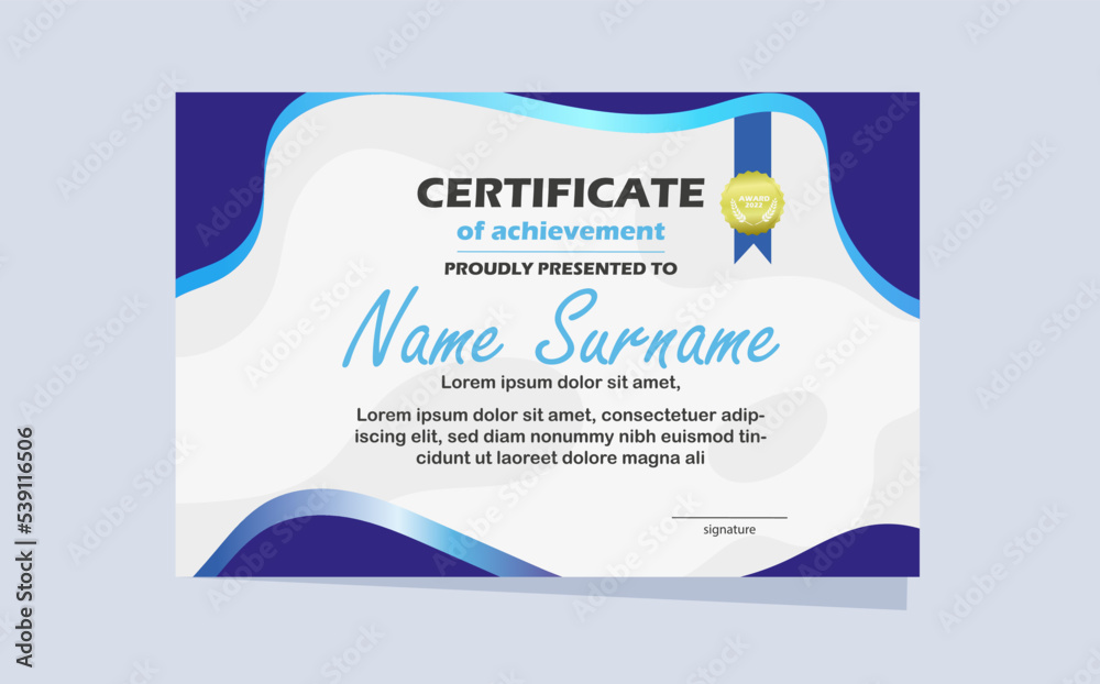 Obraz premium silver blue ribbon certificate template collection