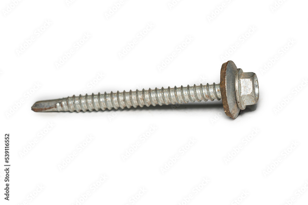 Old rusted screws on a white background Old rusted screws on a white background