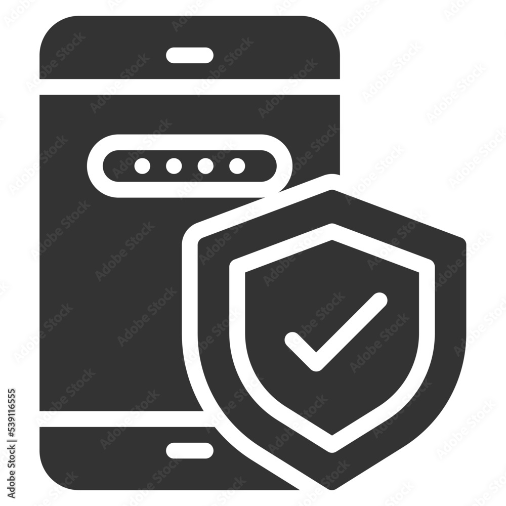 mobile password protection solid glyph icon mobile password protection solid glyph icon