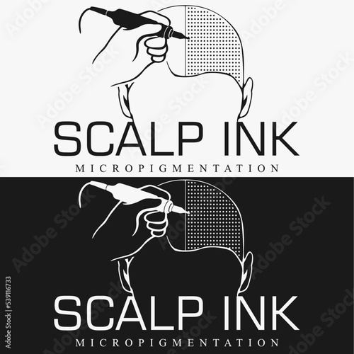 Scalp Micropigmentation Vector Point head icon logo dots