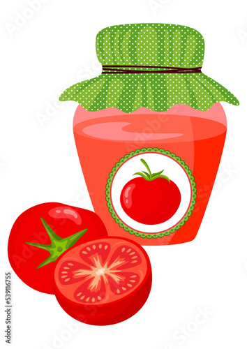 Glass jar with tomato jam