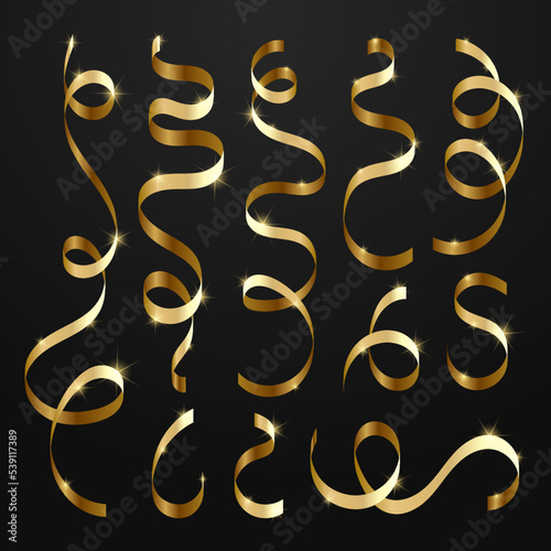 Gold serpentine. Serpentine glitters and shines. Vector illustration. Part 1.