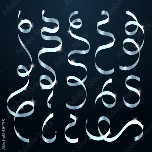 Silver serpentine. Serpentine glitters and shines. Vector illustration. Part 2.