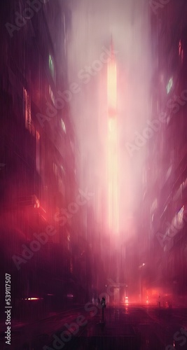 Cyberpunk metropolis, cinematic. Cover, illustration.