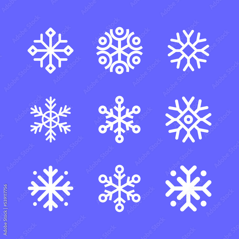 Snowflakes linear icon set. Winter Snowflakes linear icon set. Winter