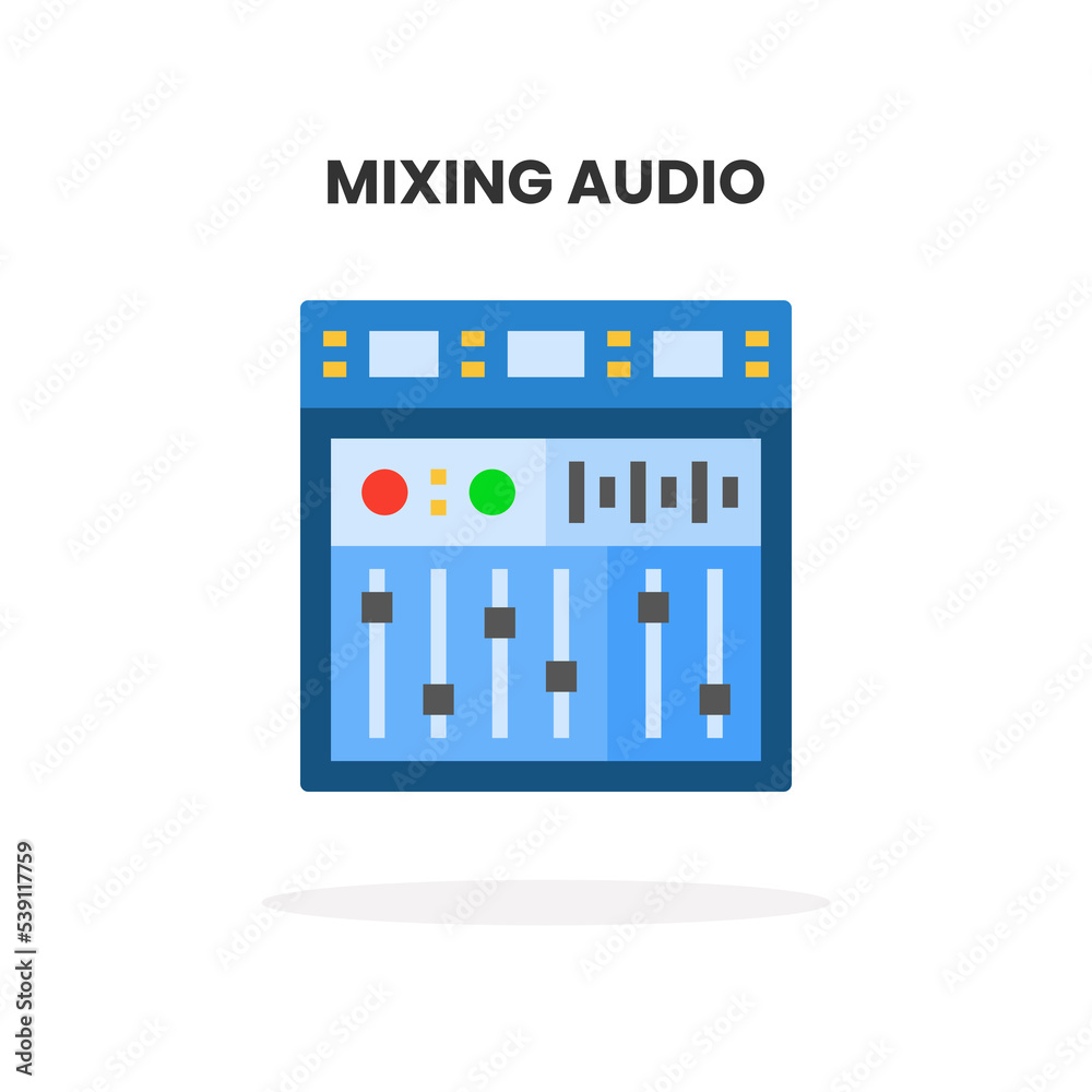 Mixer Audio Control flat icon. Vector illustration on white background.