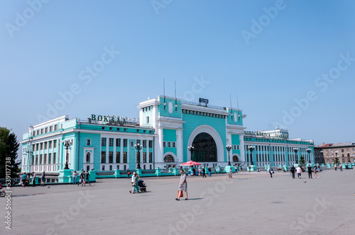 Novosibirsk, Russia, August 2022: The building of the railway station in Novosibirsk photo