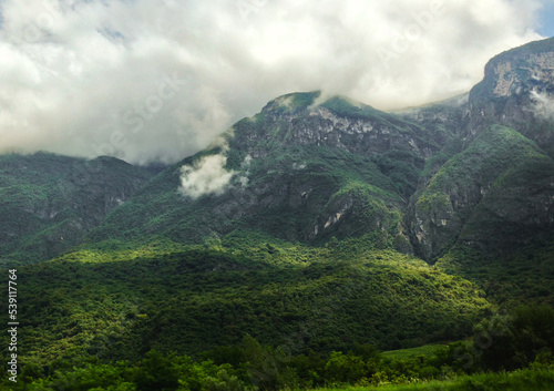 mountains with clouds