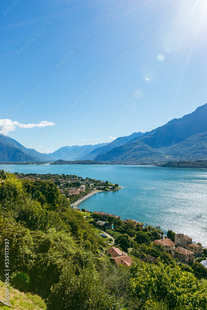 View over northern Lake Como to Valtellina valley