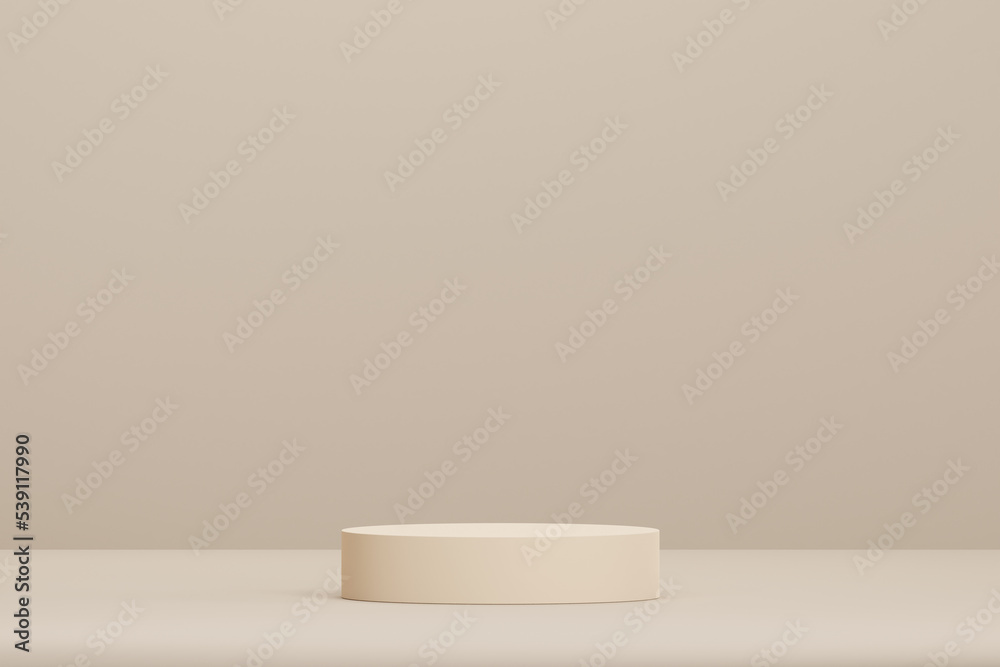 Simple beige cylinders podium product display stand stock 3D illustration background Simple beige cylinders podium product display stand stock 3D illustration background