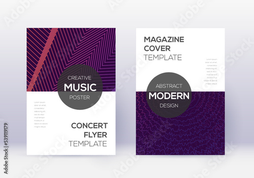 Modern cover design template set. Violet abstract