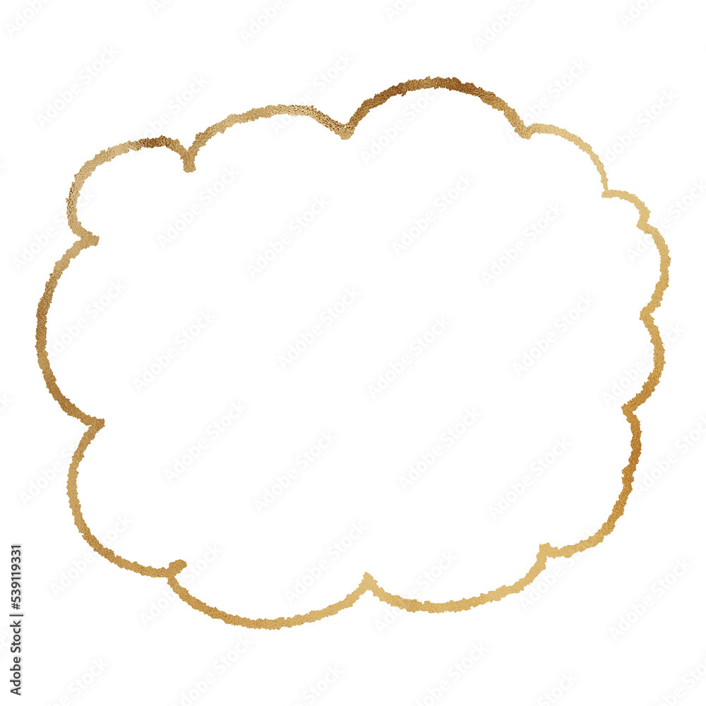 Gold Metallic Cloud Outlined Gold Metallic Cloud Outlined