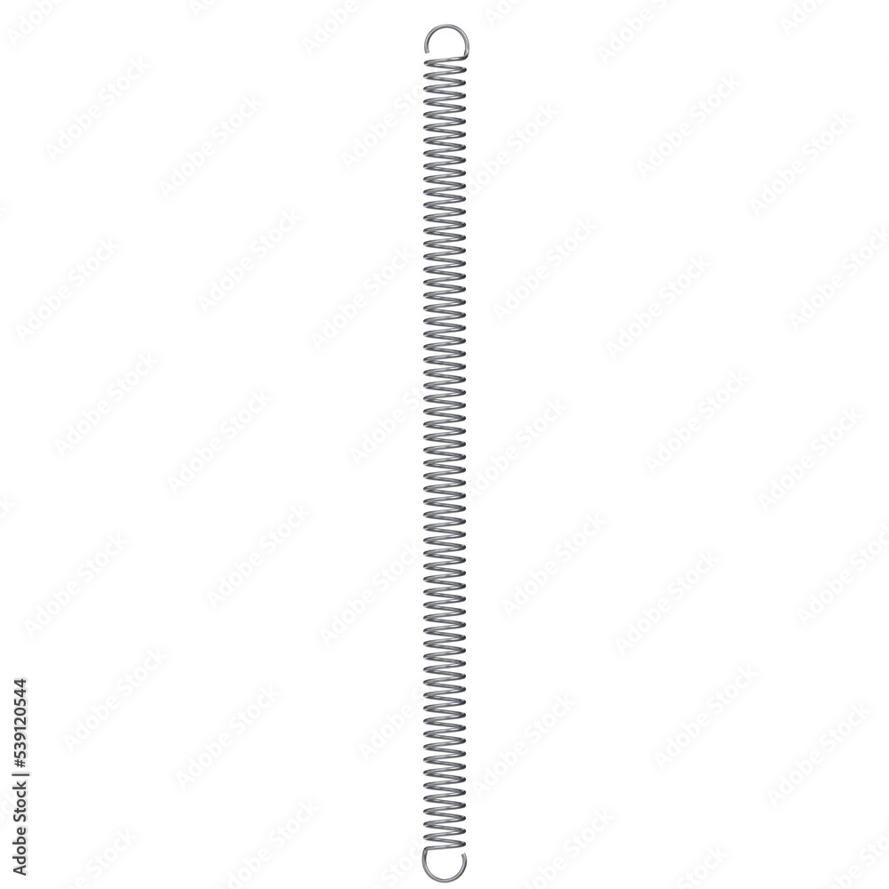 3d rendering illustration of an extended extension spring