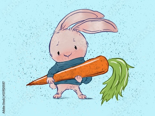 Cute little habe with carrots. photo