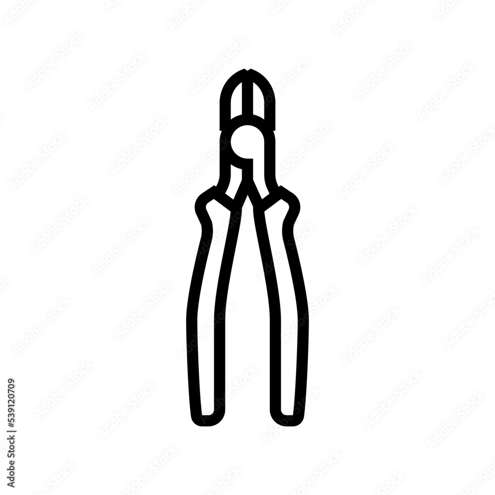 diagonal pliers line icon vector. diagonal pliers sign. isolated contour symbol black illustration diagonal pliers line icon vector. diagonal pliers sign. isolated contour symbol black illustration
