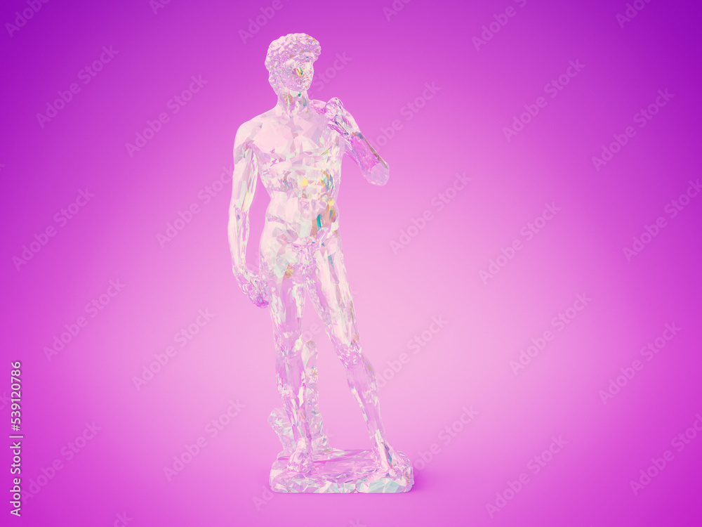 3d rendered illustration of a crystal david statue