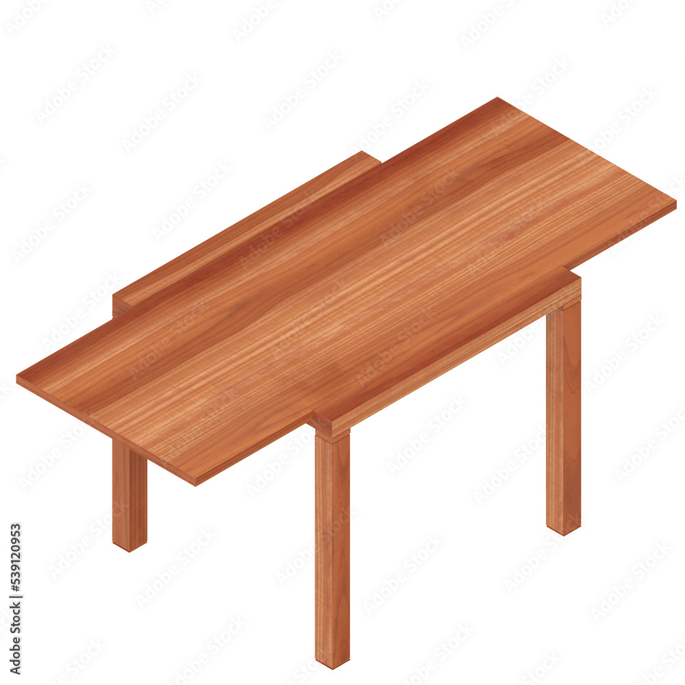 3d rendering illustration of an extended table 3d rendering illustration of an extended table
