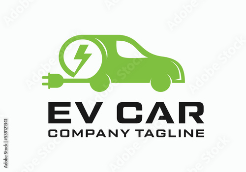 Electric vehicle car automobile logo design template