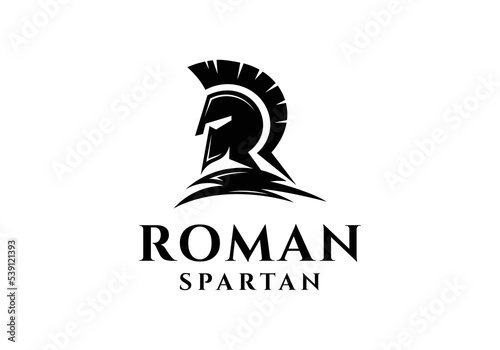Spartan warrior knight army helmet logo design template