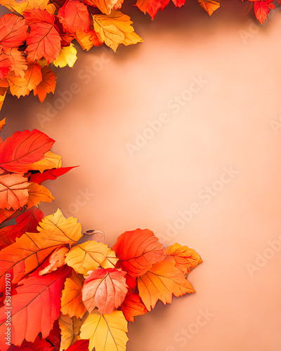 fall theme, Autumn seasonal colors, empty space for text