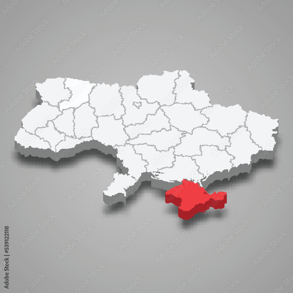 Crimea. Region location within Ukraine 3d map